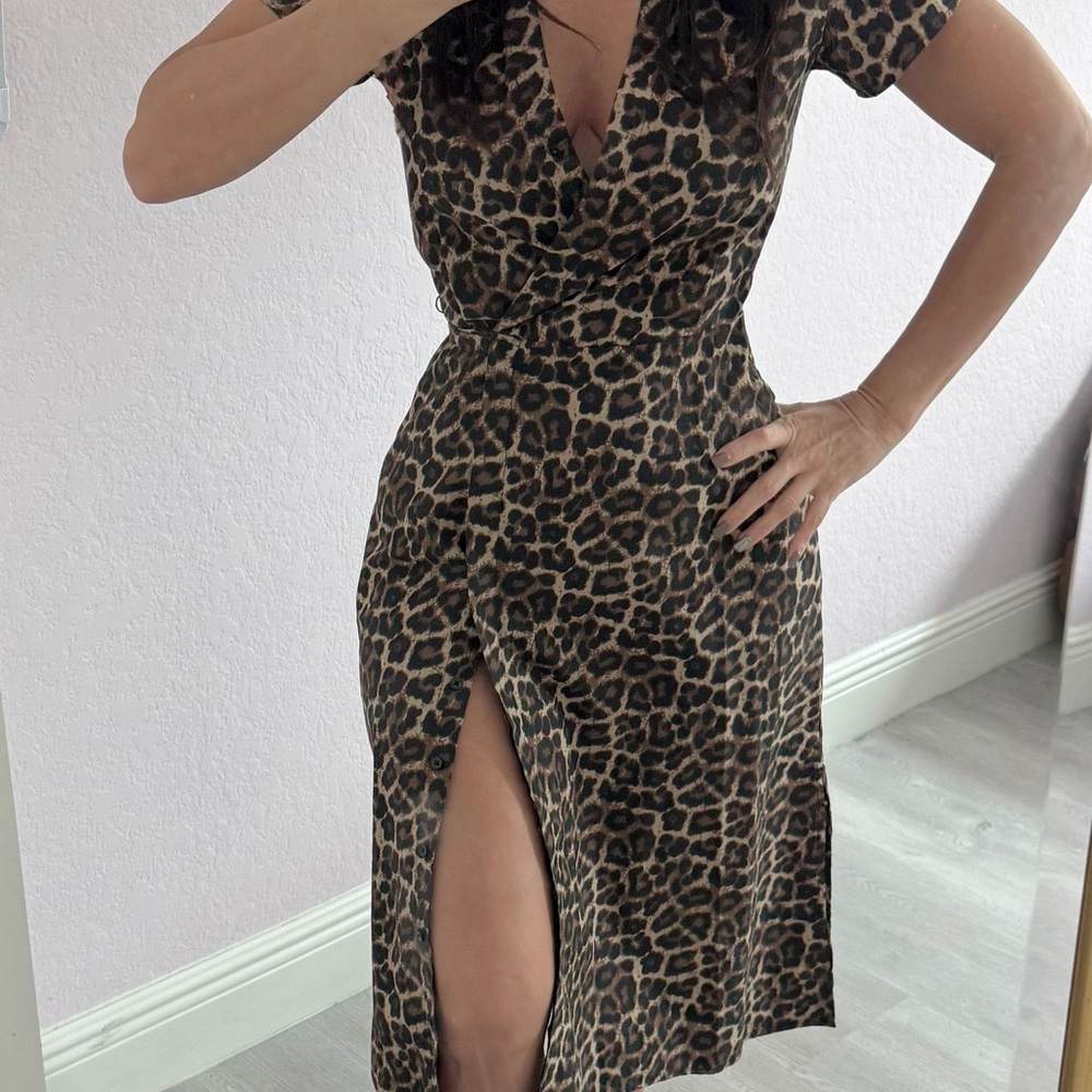 Leopard Print Wrap Dress - Picture 5 of 5